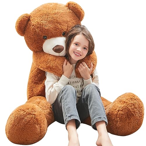 MorisMos 120cm Riesen Teddy, Teddybär Groß XXL Kuscheltier Stofftier, Braun Großer Teddybär,Stuffed Toy Bear,Kuschelig Weich Plüschbär Kuschelbär Geschenk für Kinder, Jungen, Mädchen von MorisMos