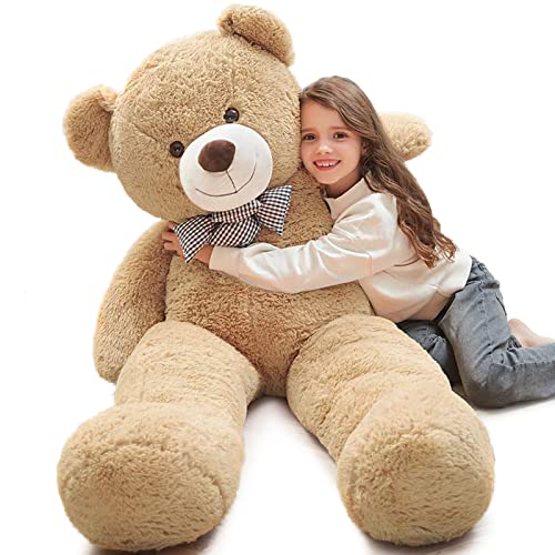 MorisMos 120cm Riesen Teddy, Teddybär Groß XXL Kuscheltier Stofftier, Hellbraun Großer Teddybär,Stuffed Toy Bear,Kuschelig Weich Plüschbär Kuschelbär Geschenk für Kinder, Jungen, Mädchen von MorisMos