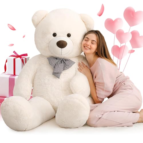 MorisMos 120cm Riesen Teddy, Teddybär Groß XXL Kuscheltier Stofftier, Ivory Großer Teddybär,Stuffed Toy Bear,Kuschelig Weich Plüschbär Kuschelbär Geschenk für Kinder, Jungen, Mädchen von MorisMos