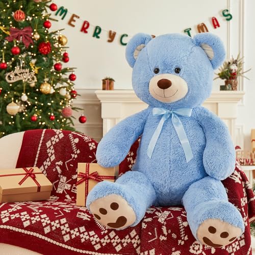 MorisMos 120cm riesen Teddy teddybären, groß teddybär XXL, Weihnachten Geburtstag Geschenk für Kinder Baby-Blue von MorisMos