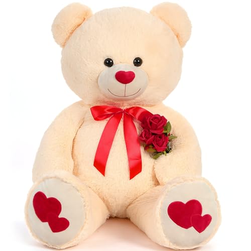 MorisMos 120cm riesen Teddy teddybären, groß teddybär XXL, Weihnachten Geburtstag Geschenk für Kinder Baby-Ivory von MorisMos