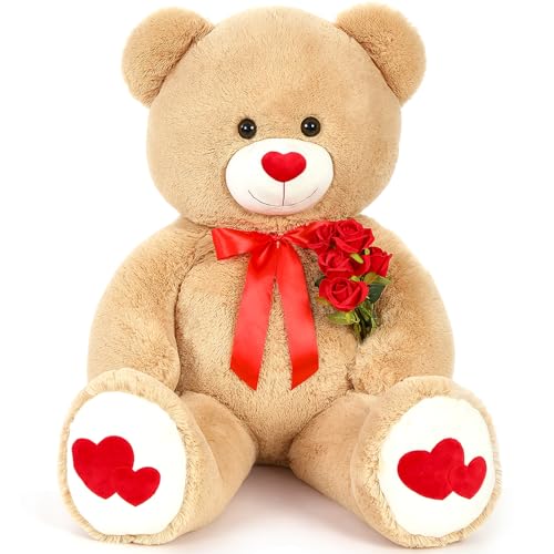 MorisMos 120cm riesen Teddy teddybären, groß teddybär XXL, Weihnachten Geburtstag Geschenk für Kinder Baby-Lightbrown von MorisMos