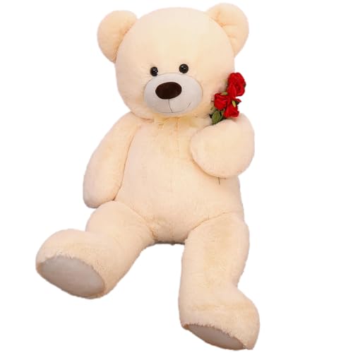 MorisMos 130cm Weich Riesen Teddybären, Beige teddybär groß XXL kuscheltiere, großer Teddy bär XXL Stofftier Plüschbär Plüschtier kuschelig Kuschelbär Plüschteddy von MorisMos