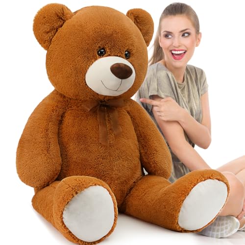 MorisMos 130cm Weich Riesen Teddybären, Dunkelbraun teddybär groß XXL kuscheltiere, großer Teddy bär XXL Stofftier Plüschbär Plüschtier kuschelig Kuschelbär Plüschteddy von MorisMos