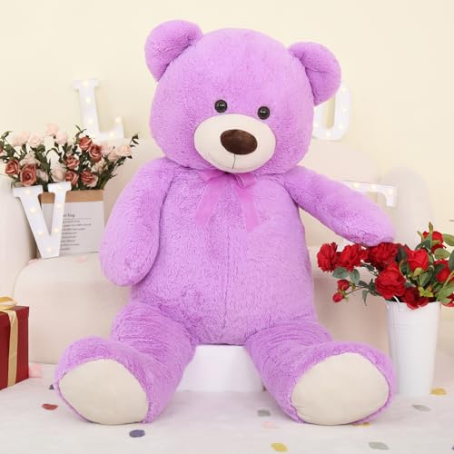 MorisMos 130cm Weich Riesen Teddybären, Lilac teddybär groß XXL kuscheltiere, großer Teddy bär XXL Stofftier Plüschbär Plüschtier kuschelig Kuschelbär Plüschteddy von MorisMos