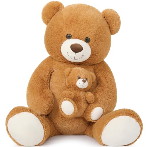 MorisMos 130cm riesen Teddy Kuscheltier XXL mit kleinbär, groß teddybär plüschbär stoffbär, Geburtstag Weihnachten Geschenk für Kinder Baby-Braun MorisMos 130cm riesen Teddy Kuscheltier XXL mit kleinbär, groß teddybär plüschbär stoffbär, Geburtstag Weihnachten Geschenk für Kinder Baby-Braun von MorisMos