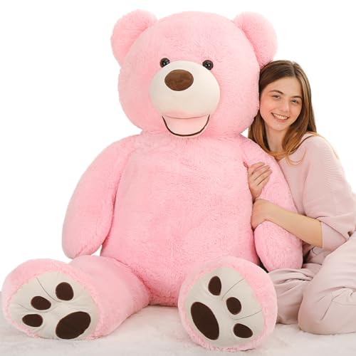 MorisMos 130cm riesen Teddy teddybären, groß teddybär XXL mit süß Lächeln, Weihnachten Geburtstag Geschenk für Freundin-Pink von MorisMos