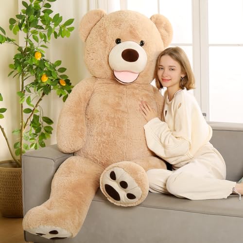 MorisMos 130cm riesen Teddy teddybären, groß teddybär XXL mit süß Lächeln, Weihnachten Geburtstag Geschenk für Kinder Baby-Lightbrown von MorisMos