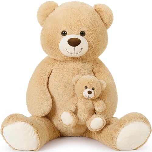 MorisMos 130cm riesen teddys Kuscheltier XXL mit kleinbär, groß teddybär plüschbär stoffbär, Geburtstag Weihnachten Geschenk für Kinder Baby-Hellbraun MorisMos 130cm riesen teddys Kuscheltier XXL mit kleinbär, groß teddybär plüschbär stoffbär, Geburtstag Weihnachten Geschenk für Kinder Baby-Hellbraun von MorisMos