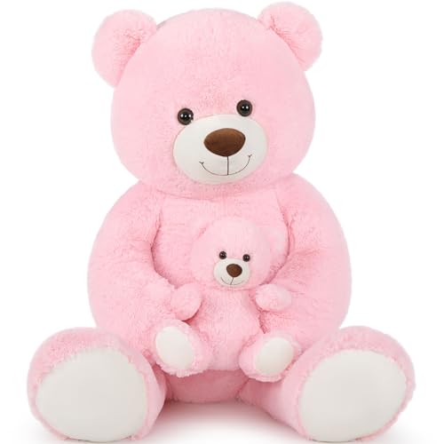 MorisMos 130cm riesen teddys Kuscheltier XXL mit kleinbär, groß teddybär plüschbär stoffbär, Geburtstag Weihnachten Geschenk für Kinder Baby-Rosa MorisMos 130cm riesen teddys Kuscheltier XXL mit kleinbär, groß teddybär plüschbär stoffbär, Geburtstag Weihnachten Geschenk für Kinder Baby-Rosa von MorisMos