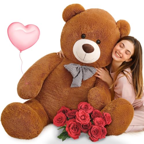 MorisMos 140cm riesen Teddy, Dunkel Braun groß teddybär XXL, weich Kuschelbär Plüschbär XXXL, Freundin Mädchen Frauen Mutter von MorisMos