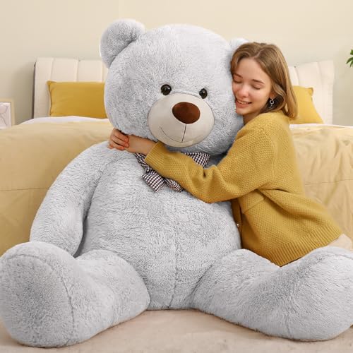 MorisMos 140cm riesen Teddy, Grau groß teddybär XXL, weich Kuschelbär Plüschbär XXXL, Kindertag Geschenke Kinder Jungen von MorisMos