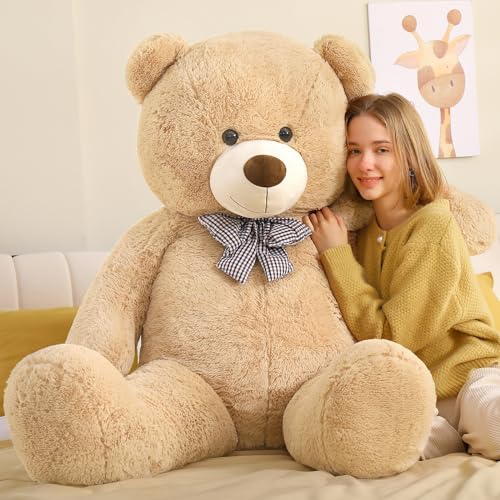 MorisMos 140cm riesen Teddy, Hellbraun groß teddybär XXL, weich Kuschelbär Plüschbär XXXL, Geburtstag Geschenke Kinder von MorisMos