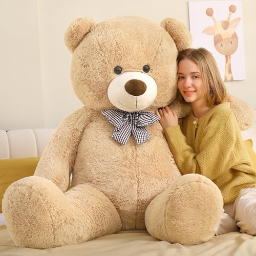 MorisMos 140cm riesen Teddy, Hellbraun groß teddybär XXL, weich Kuscheltier Plüschbär XXXL, Freundin Mädchen Frauen Mutter von MorisMos