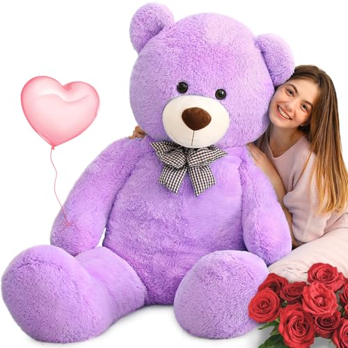 MorisMos 140cm riesen Teddy, Lilac groß teddybär XXL, weich Kuschelbär Plüschbär XXXL, Freundin Mädchen Frauen Mutter von MorisMos