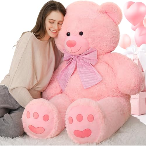 MorisMos 150cm Teddybär groß XXL, Rosa riesen Teddy teddys,1.5m Teddy Kuscheltier XXXL, weich Freundin Frauen Mädchen Kinder Baby MorisMos 150cm Teddybär groß XXL, Rosa riesen Teddy teddys,1.5m Teddy Kuscheltier XXXL, weich Freundin Frauen Mädchen Kinder Baby von MorisMos