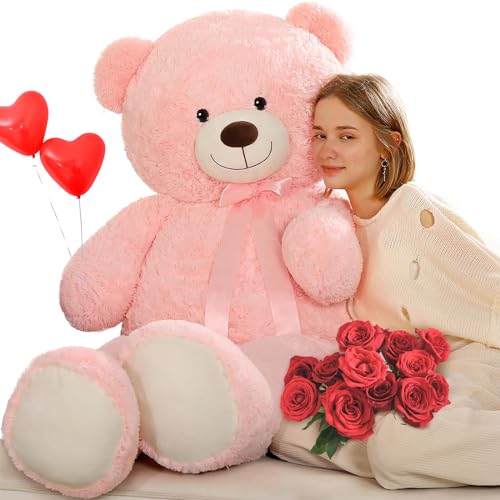 MorisMos 150cm riesen Teddy, Rosa groß teddybär XXL, weich Kuschelbär XXXL, Valentinstag Liebesgeschenk Partnerin Ehefrau Mutter von MorisMos