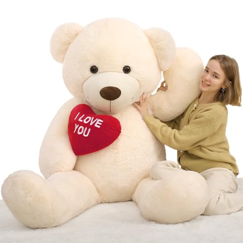 MorisMos 183cm Ivory Riesen Teddy, weich Teddybär groß XXL teddybären, weich Teddys Kuscheltier Stofftier Plüschtier Geburtstag Geschenk Mädchen Freundin Partnerin Ehefrau Frauen Mutter Kinder von MorisMos