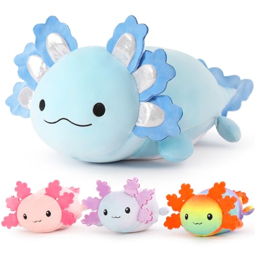 MorisMos 4 stücke Axolotl Plüschkissen Set, 60cm lang süß Axolotl Kuscheltier XXL mit Babys im Bauch, weich Kissen Puppe Kinder Baby-Blue MorisMos 4 stücke Axolotl Plüschkissen Set, 60cm lang süß Axolotl Kuscheltier XXL mit Babys im Bauch, weich Kissen Puppe Kinder Baby-Blue von MorisMos