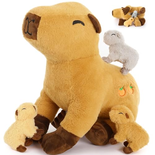 MorisMos 4 stücke Capybara Plüschtier Set, 50cm groß Capybara Kuscheltier XXL mit 3 Babys im Bauch, Geburtstag Weihnachten Geschenk für Jungen Kinder MorisMos 4 stücke Capybara Plüschtier Set, 50cm groß Capybara Kuscheltier XXL mit 3 Babys im Bauch, Geburtstag Weihnachten Geschenk für Jungen Kinder von MorisMos