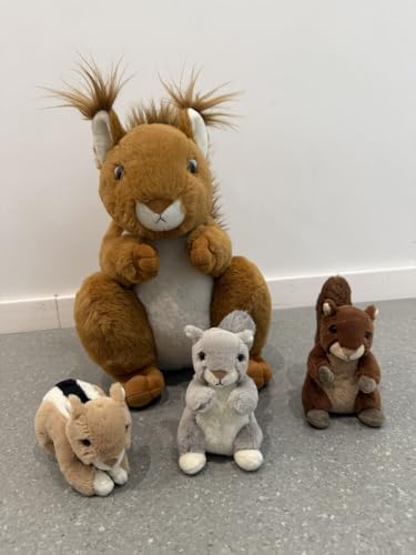 MorisMos 4 stücke Eichhörnchen Kuscheltier XXL Set, 35cm hoch riesen eichhörnchen Kuscheltier mit Babys im Bauch, Groß Squirrel Plüschtier Stofftier Geschenk Kinder von MorisMos