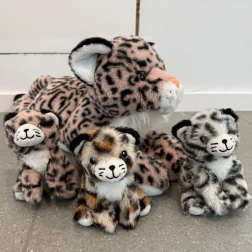 MorisMos 45cm riesen Leopardo Kuscheltier XXL mit 3 Baby im Bauch, groß liegend Plüsch Leopard XXL, Rosa Stofftier Plüschtier Leopardteddy Geschenk Kinder von MorisMos