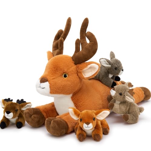 MorisMos 5 stücke Hirsch Plüschtier Set, 45cm groß Elch Kuscheltier XXL mit 4 Babys im Bauch, Geburtstag Weihnachten Geschenk für Jungen Kinder MorisMos 5 stücke Hirsch Plüschtier Set, 45cm groß Elch Kuscheltier XXL mit 4 Babys im Bauch, Geburtstag Weihnachten Geschenk für Jungen Kinder von MorisMos
