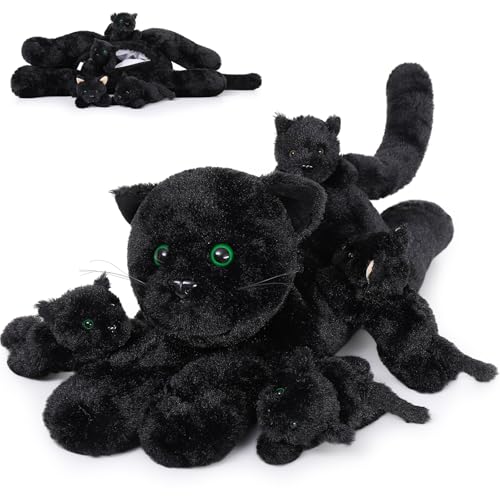 MorisMos 5 stücke Katze Plüschtier Set, 52cm groß schwarzkatze Kuscheltier XXL mit 4 Babys im Bauch, Geburtstag Weihnachten Geschenk für Jungen Kinder MorisMos 5 stücke Katze Plüschtier Set, 52cm groß schwarzkatze Kuscheltier XXL mit 4 Babys im Bauch, Geburtstag Weihnachten Geschenk für Jungen Kinder von MorisMos