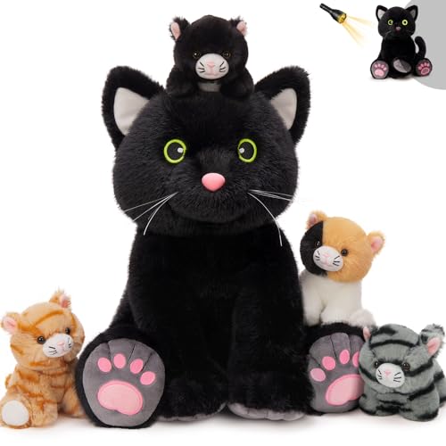MorisMos 5 stücke Katzen Set, 40cm hoch riesen Katze Kuscheltier XXL mit Babys im Bauch, Groß Schwarz Katze Plüschtier Stofftier, catteddy Geburtstag Geschenk Kinder MorisMos 5 stücke Katzen Set, 40cm hoch riesen Katze Kuscheltier XXL mit Babys im Bauch, Groß Schwarz Katze Plüschtier Stofftier, catteddy Geburtstag Geschenk Kinder von MorisMos