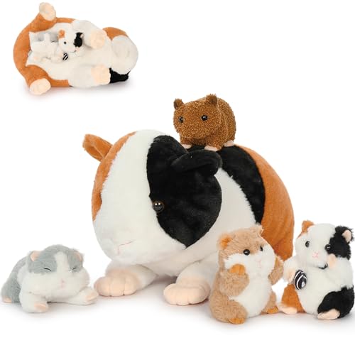 MorisMos 5 stücke meerschweinchen Set, 50cm lang riesen meerschweinchen Kuscheltier XXL mit Baby im Bauch, groß Guinea Pigteddy Geschenk für Kinder von MorisMos