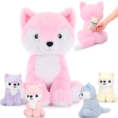 MorisMos 50cm hoch riesen Fuchs Kuscheltier XXL, groß Fuchs Stofftier Plüschtier mit 4 Babys im Bauch, foxteddy Geburtstag Geschenk für Kinder Baby MorisMos 50cm hoch riesen Fuchs Kuscheltier XXL, groß Fuchs Stofftier Plüschtier mit 4 Babys im Bauch, foxteddy Geburtstag Geschenk für Kinder Baby von MorisMos