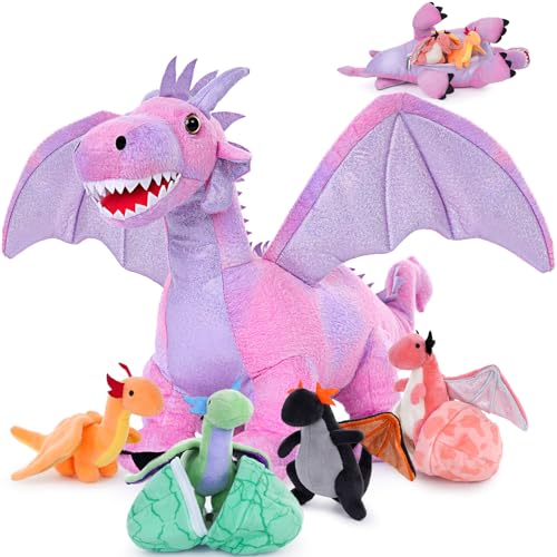 MorisMos 55cm Drache Kuscheltier XXL mit Baby im Bauch, Rosa Groß Plüschdrache Stofftier,Plüschtier Dragor Dragon Teddys Geschenk für Jungen MorisMos 55cm Drache Kuscheltier XXL mit Baby im Bauch, Rosa Groß Plüschdrache Stofftier,Plüschtier Dragor Dragon Teddys Geschenk für Jungen von MorisMos