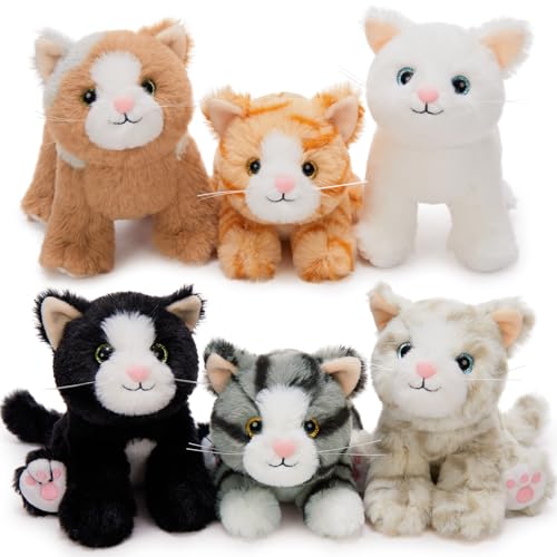 MorisMos 6 stücke süß Katze Kuscheltier Set,weich klein Kätzchen Stofftier plüschtier, deko plüsch catteddy Kitty Geburtstag Geschenk für Kinder Baby von MorisMos
