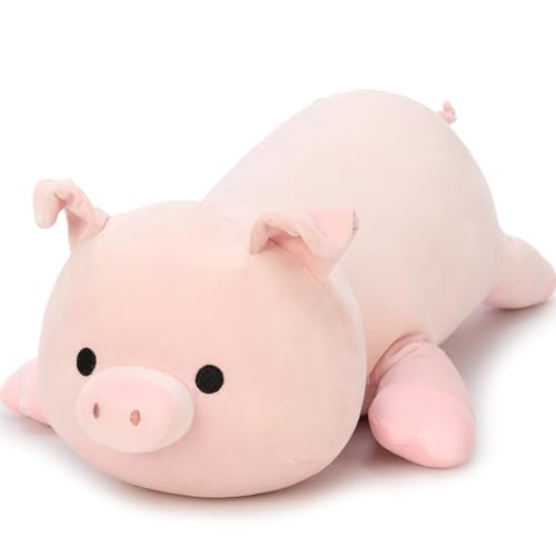 MorisMos 60cm lang Schwein Kuscheltier XXL Kissen, süß Schwein plüschtier Stofftier XXL, weich Pig Soft Toy Plüschkissen Tierkissen, Geburtstag Weihnachten Geschenk für Kinder Baby von MorisMos