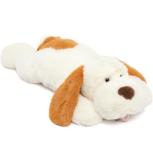 MorisMos 80cm lang Hund Kuscheltier groß XXL, weich Weiß Hund Plüschtier Stofftier, riesen Gefüllte Plüschhund,Geburtstag Weihnachten Geschenk Babys Kinder von MorisMos