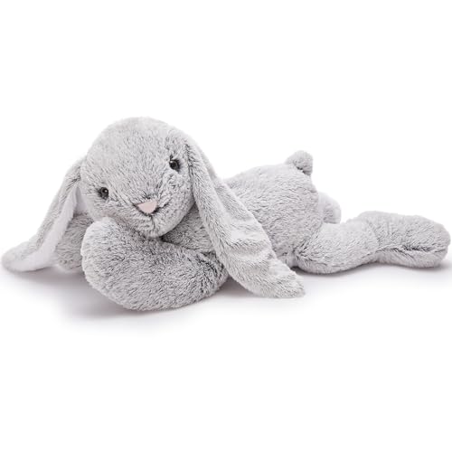 MorisMos 80cm lang riesen Hase Kuscheltier XXL, groß grau Hase Stofftier Plüschtier, Geburtstag Weihnachten Geschenk Kinder Baby von MorisMos
