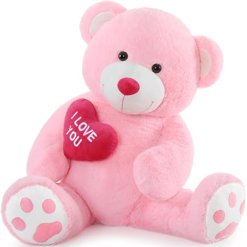 MorisMos 90cm Süß Teddybär groß XXL, romantische Geschenk riesen teddys, Rosa Riesen Teddy Bär Kinder mädchen Freundin von MorisMos