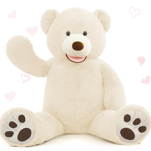 MorisMos XXL Teddybär 100 cm groß,1m Beige Kuschelbär Plüschbär, riesen Teddy Kuscheltier Stofftier Plüschtier als Geschenk für Freundin von MorisMos