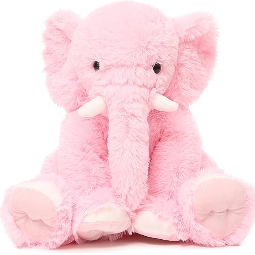 MorisMos Elefant Kuscheltier XXL,50cm groß Elefant Plüschtier Stofftier, Rosa Sitzend kuschelige Plüschelefant,Geburtstag Geschenk für Kinder, Baby, Mädchen und Jungen von MorisMos