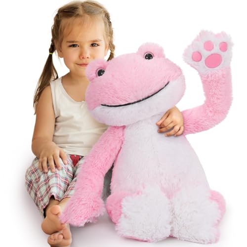 MorisMos Frosch Kuscheltier groß XXL, 60cm Rosa Frosch Plüschtier Stofftier, weich Frog Stuffed Animal Geburtstag Weihnachten Geschenk Kinder von MorisMos