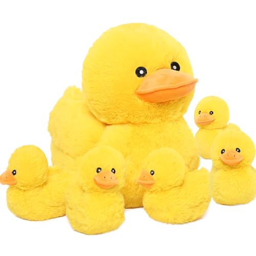 MorisMos Gelb Enten Kuscheltier XXL mit 5 Babys im Bauch, 40cm Cute Plüschtier Enten Duck, Weich Plüsch Duck Stofftier Spielzeug, Geschenk Kleinkind MorisMos Gelb Enten Kuscheltier XXL mit 5 Babys im Bauch, 40cm Cute Plüschtier Enten Duck, Weich Plüsch Duck Stofftier Spielzeug, Geschenk Kleinkind von MorisMos