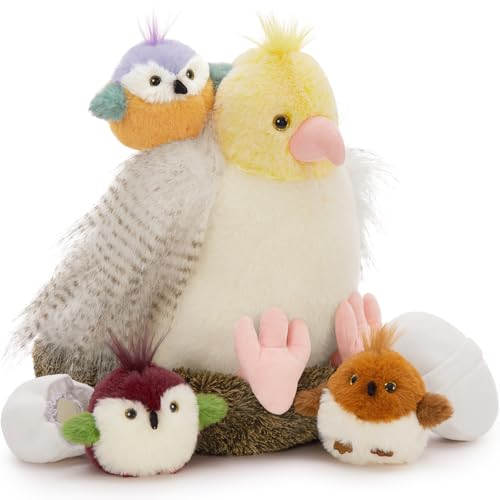 MorisMos Gelb Papagei Kuscheltier XXL mit 3 Babys im Vogelnest, 35cm groß Papagei Plüschtier Stofftier Kuscheltiere, Parrot Teddy Geburtstag Weihnachten Geschenk MorisMos Gelb Papagei Kuscheltier XXL mit 3 Babys im Vogelnest, 35cm groß Papagei Plüschtier Stofftier Kuscheltiere, Parrot Teddy Geburtstag Weihnachten Geschenk von MorisMos