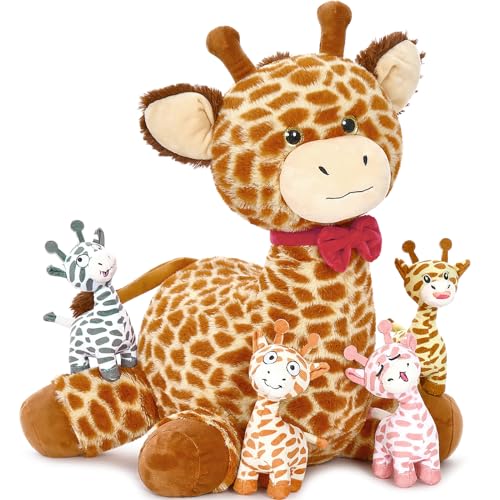 MorisMos riesen Giraffe Kuscheltier XXL mit 4 Plüsch Giraffe Baby im Bauch, 50cm hoch sitzend riesen Giraffe Stofftier Plüschtiere, Geschenk für Mädchen Kinder Baby Geburtstag Weihnachten MorisMos riesen Giraffe Kuscheltier XXL mit 4 Plüsch Giraffe Baby im Bauch, 50cm hoch sitzend riesen Giraffe Stofftier Plüschtiere, Geschenk für Mädchen Kinder Baby Geburtstag Weihnachten von MorisMos