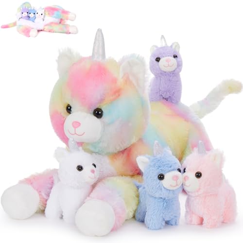 MorisMos Katze Einhorn Kuscheltiere mit 4 Baby im Bauch,60cm Weich Plüsch Caticorn Stofftier, XXL Kuschelig Katze Einhorn Spielzeug, Stuffed Toy Geburtstag Geschenk für Kinder MorisMos Katze Einhorn Kuscheltiere mit 4 Baby im Bauch,60cm Weich Plüsch Caticorn Stofftier, XXL Kuschelig Katze Einhorn Spielzeug, Stuffed Toy Geburtstag Geschenk für Kinder von MorisMos