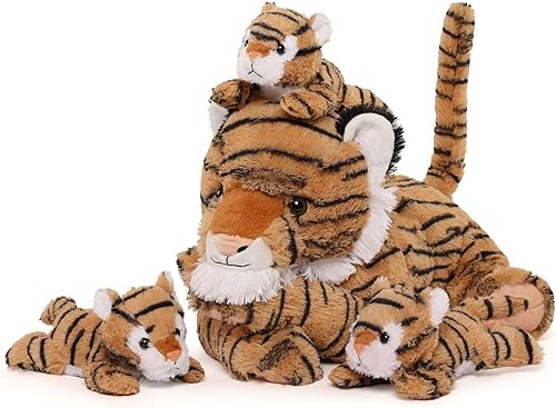 MorisMos Plüschtier-Tiger, XXL, 50 cm, große Tiger-Mama mit 3 Babys, realistisch, Spielzeug, Geschenk für Mädchen, Jungen, Geburtstag, Weihnachten MorisMos Plüschtier-Tiger, XXL, 50 cm, große Tiger-Mama mit 3 Babys, realistisch, Spielzeug, Geschenk für Mädchen, Jungen, Geburtstag, Weihnachten von MorisMos