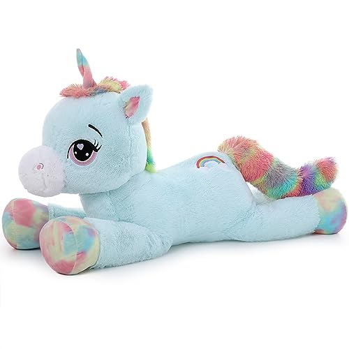 MorisMos Riesen Einhorn Kuscheltier XXL, 110cm Blau groß Einhorn Stofftier Plüschtier,flauschig Plüschpferd Puppe Weihnachten Geschenk für Babys, Jungen MorisMos Riesen Einhorn Kuscheltier XXL, 110cm Blau groß Einhorn Stofftier Plüschtier,flauschig Plüschpferd Puppe Weihnachten Geschenk für Babys, Jungen von MorisMos