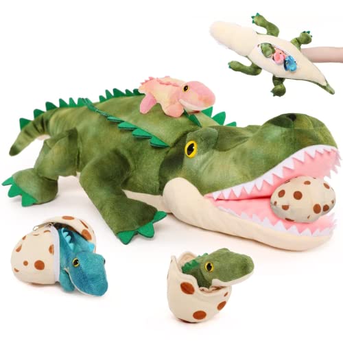 MorisMos Riesiges Krokodil-Plüschtier, 60 cm, XXL, Mama-Alligator mit Kawaii-Baby-Krokodil, Plüsch, groß, realistisch, Spielzeug, Geschenk für Mädchen, Jungen, Geburtstag, Weihnachten, Dekoration MorisMos Riesiges Krokodil-Plüschtier, 60 cm, XXL, Mama-Alligator mit Kawaii-Baby-Krokodil, Plüsch, groß, realistisch, Spielzeug, Geschenk für Mädchen, Jungen, Geburtstag, Weihnachten, Dekoration von MorisMos