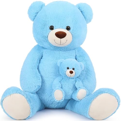 MorisMos Riesen Teddy großer Teddybär mit Baby 100cm Teddybär groß XXL Kuscheltier Stofftiere Teddys Riesen Teddy Bear Plüschbär Kuschelbär Geburtstag von MorisMos