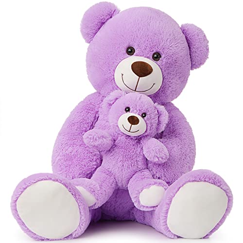 MorisMos Riesen Teddy großer Teddybär mit Baby 100cm Teddybär groß XXL Kuscheltier Stofftiere Teddys Riesen Teddy Bear Plüschbär Kuschelbär von MorisMos