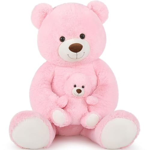 MorisMos Riesen Teddy großer Teddybär mit Baby 100cm Teddybär groß XXL Kuscheltier Stofftiere Teddys Riesen Teddy Bear Plüschbär Kuschelbär Paare von MorisMos